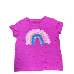 Next Girls Pink Rainbow Graphic T-Shirt Size 4Y Short Sleeve Tee
